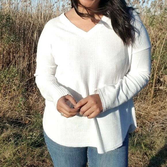 BRIGHTER DAYS WHITE WAFFLE KNIT TOP - Picture 9 of 12